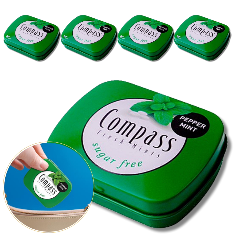 [MJ KOREA] 콤파스 민트 페퍼민트 슈가프리 캔디 클래식 14g 잠깨는 무설탕 사탕 입냄세 제거, 5개, 14g 14,980원