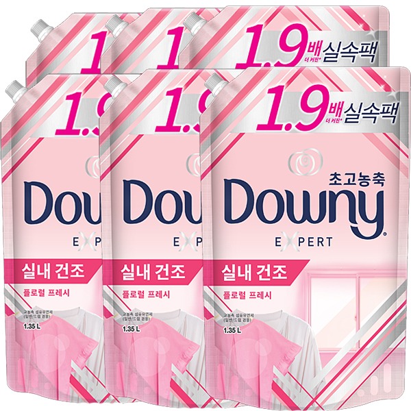 다우니 플로럴프레쉬 실내건조 핑크 1.35L 리필 x 6개, 1.35L, 6개 44,840원