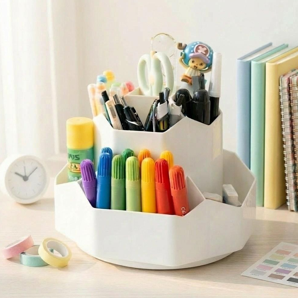 라운드데이 빙글빙글 회전형 연필꽂이 오거나이저, 화이트, 1개, 현재가 12,000원