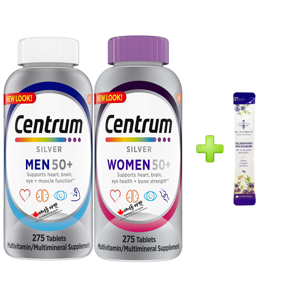 센트룸 실버 포맨 포우먼 커플세트 멀티비타민 275정+캐나다 천연꿀 10g 캐나다 직배송 99,900원