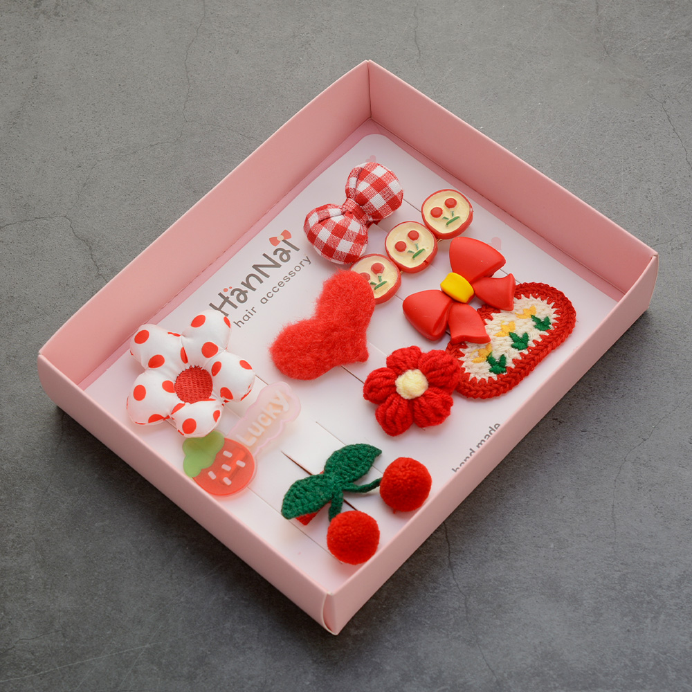 핸날 여아용 보송 똑딱 집게핀 선물 세트 9,500원