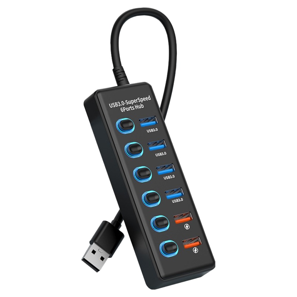 라디온 USB 3.0 유전원 6포트 멀티허브 30cm RUH-642UC, 블랙, 1개 19,900원