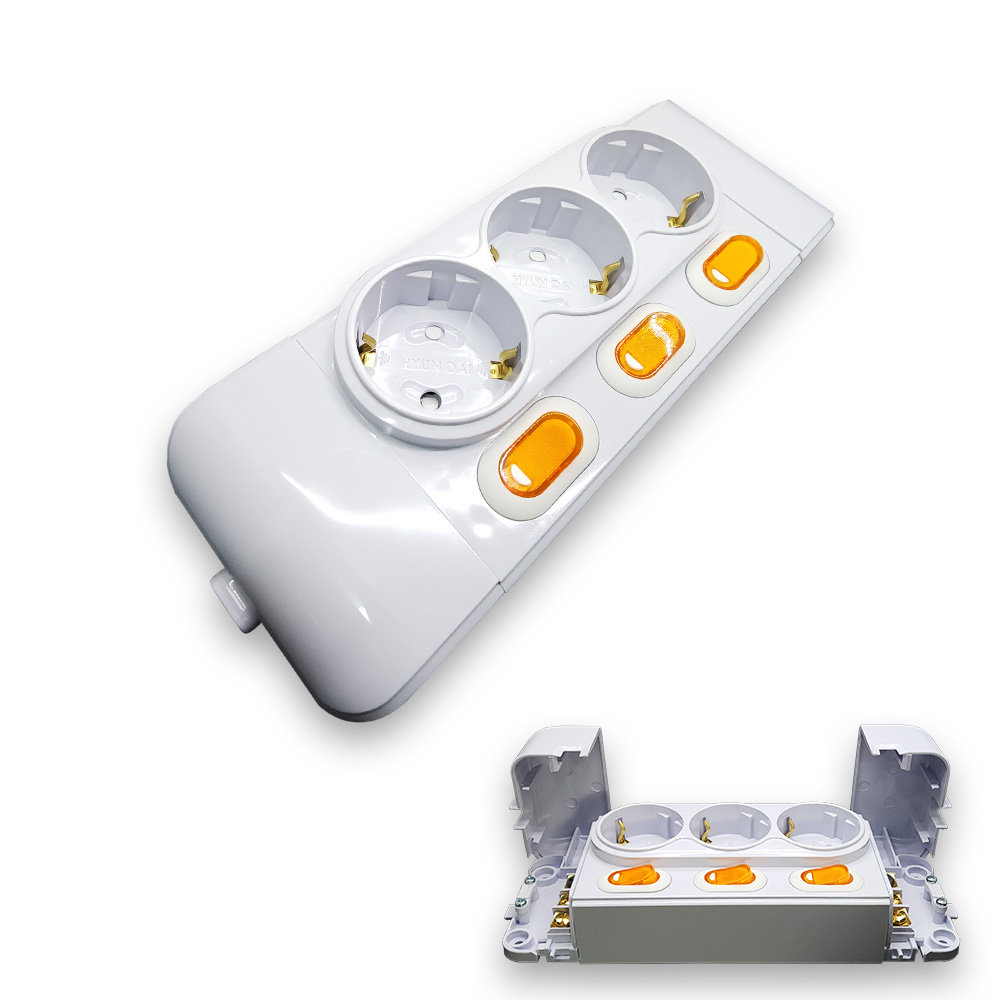 현대 개별 스위치 3구 접지 콘센트 DIY 멀티탭, 1개 6,800원