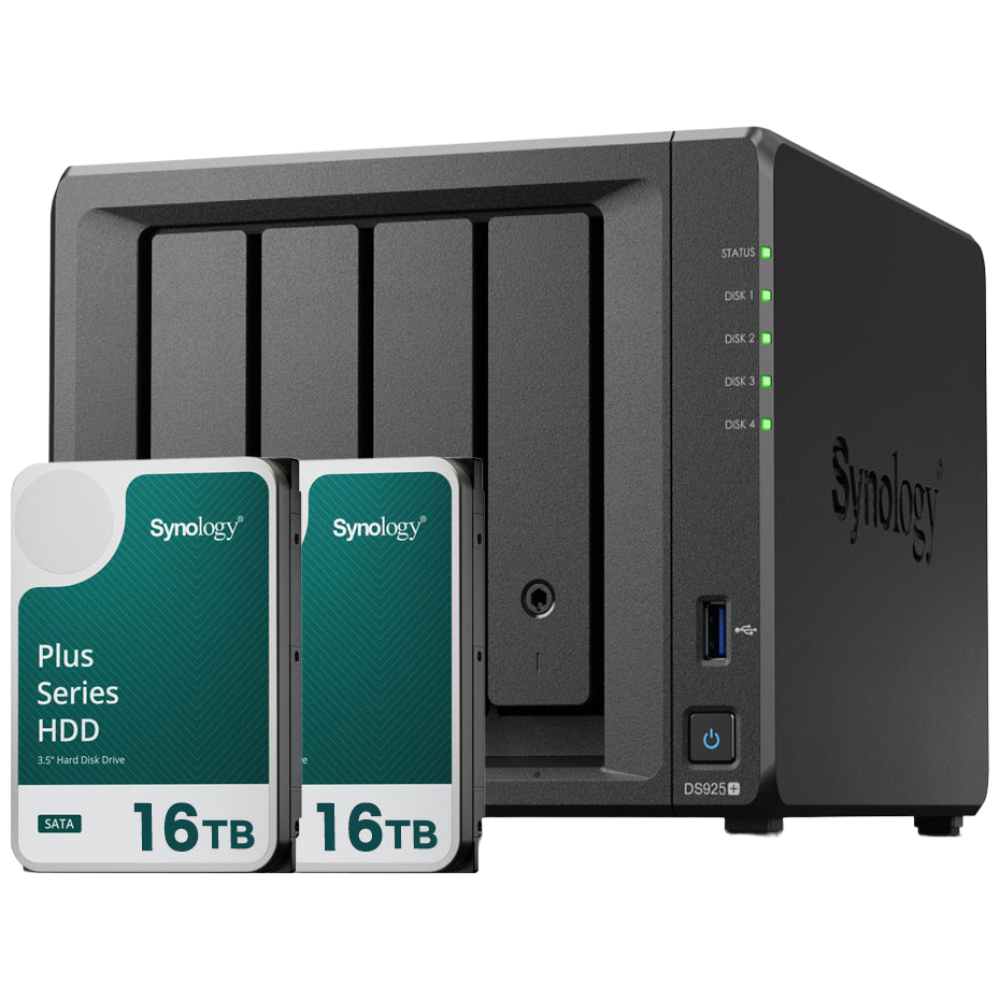 [ 시놀로지 공식총판 ] 시놀로지 나스 DS925+4bay [32TB]HAT3310-16TBX2EA 합본 기업용 NAS 2,412,000원
