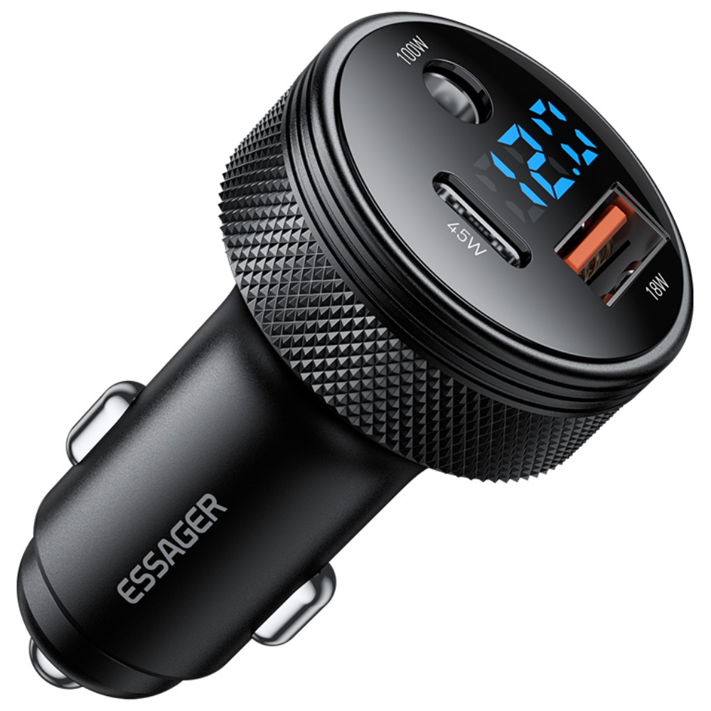 Essager DC 12V 100W USB A+C포트 3포트 차량용 시거잭 자동차 초고속 충전기, 블랙, DC+C+A포트, 현재가 27,750원