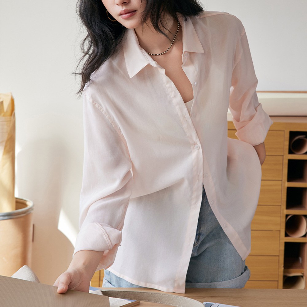 언에스온 여성 텐셀 린넨 루즈핏 심플 셔츠 28,900원