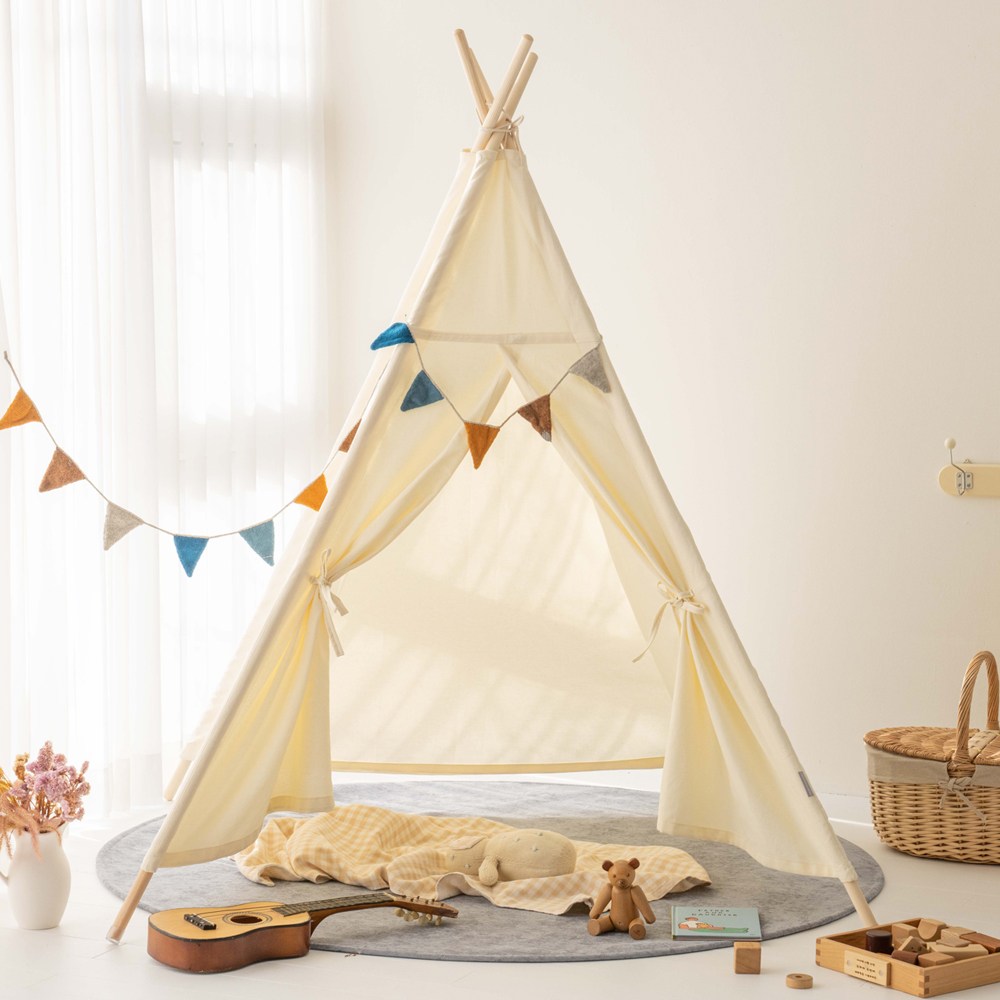 아누리 내츄럴 순면 인디언텐트 플로럴레이스 키즈 유아볼텐트 143,000원