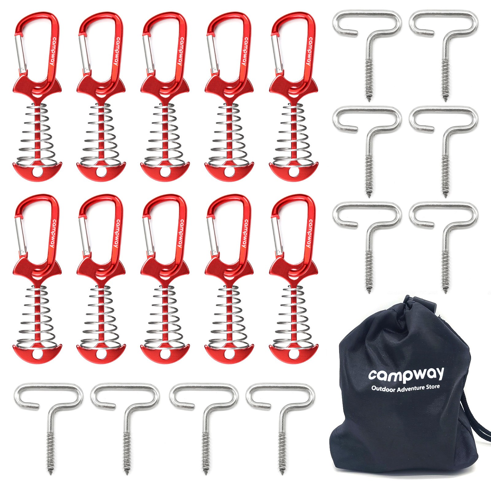 캠프웨이 데크팩 10p+카라비너10p+나사팩10p+보관주머니 총 31종 세트 13,800원