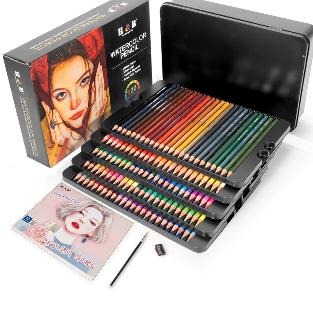 HB문화사 전문가용 프리미엄 수채화 수성 120컬러 색연필+컬러링북+수채화브러쉬+연필깎이, 1개, 120색 45,890원