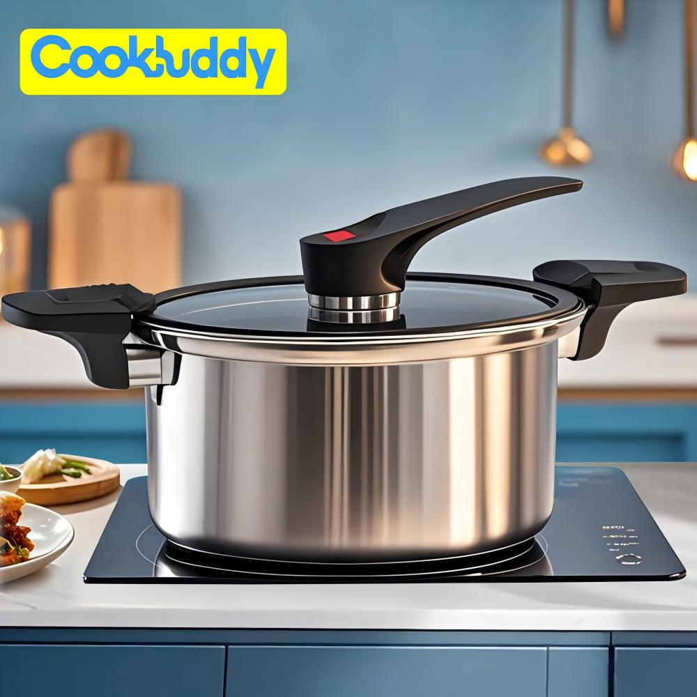 CookBuddy 진공저압냄비 압력솥 스텐 인덕션겸용 2-4인용 진공냄비, 1개, 실버, 5.5L 31,320원