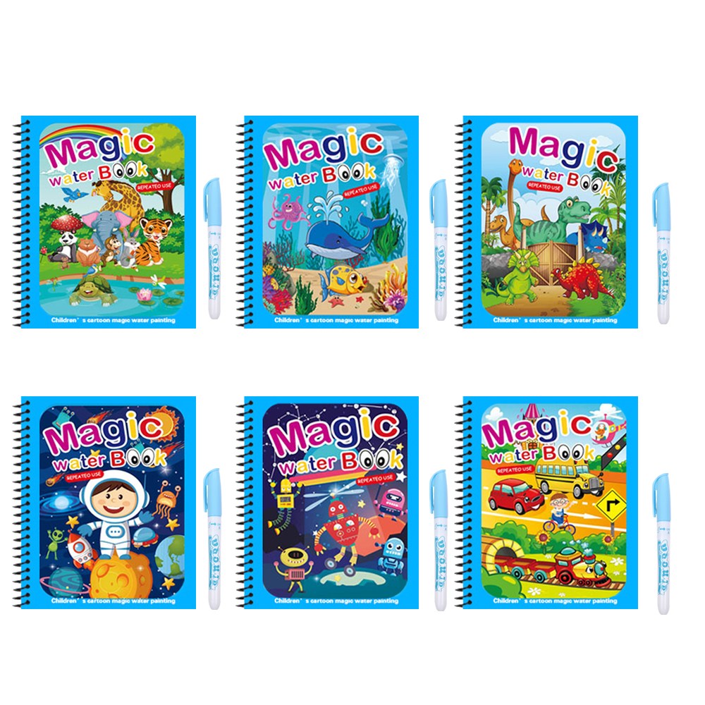 6종 세트 워터 매직 노트 물로 쓱쓱 색칠하는 무한반복 미술 놀이 신기한 컬러링 북 색칠 공부 물 그림 그리기 아쿠아 드로잉 9,860원
