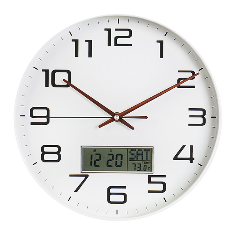 홈컴퍼니 원형 LCD 온도 날짜 인테리어 심플 아날로그 무소음 건전지 벽시계 30CM, 블랙 37,800원