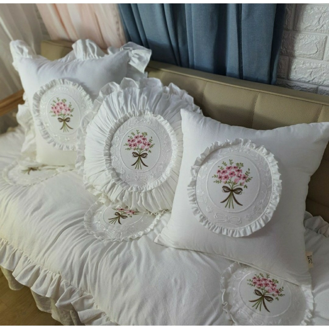 안나홈 워싱광목 부케자수 쿠션커버 49,200원