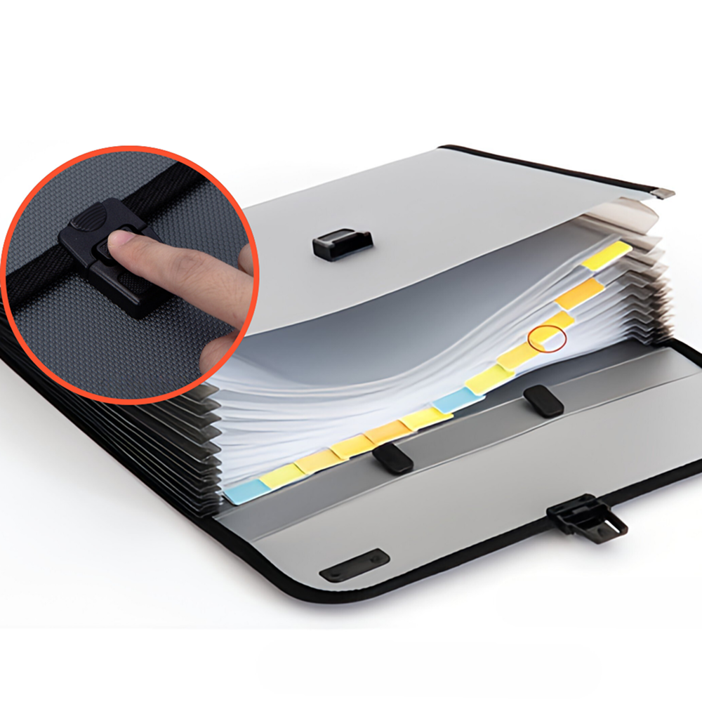 필라이크 투명 13칸 인덱스 원터치 클립형 모노 서류 포켓 홀더 아코디언 파일 정리함, 1개, 블랙 17,990원