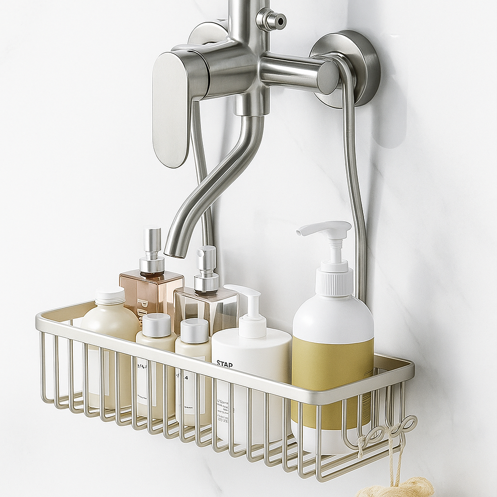 난네난네 욕실 대형 샴푸정리 녹슬지않는 수납랙 벽걸이형 정리대, 실버, 1개 14,000원