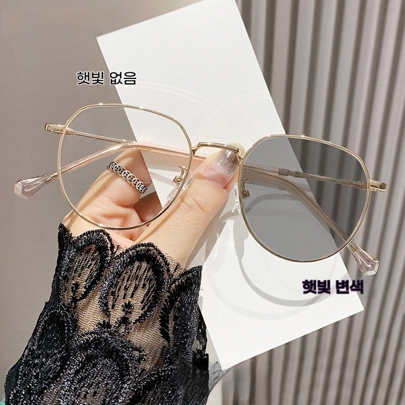 DZX 남녀공용 변색 패션 블루라이트 차단 안경 대학생 캐주얼 오버사이즈 선글라스,안경천+안경집 15,630원