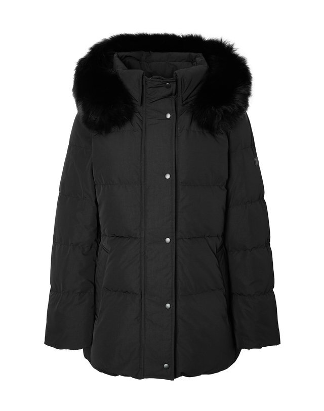 [국내백화점]   헤지스레이디스 에센셜 폭스퍼 하프 헤비 구스 다운 블랙 589,030원