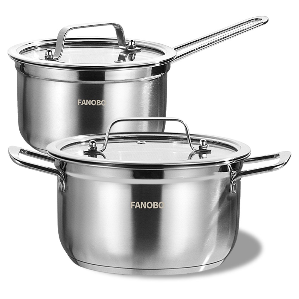 FANOBO스텐 인덕션 투피스 냄비, 1세트, 편수 냄비16cm+양수냄비18cm, 단일 색상 23,900원