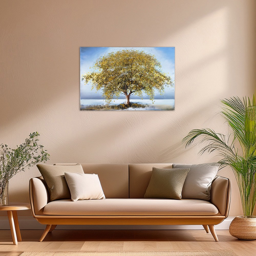 나리컬렉션 설원위의 골드 돈나무 유화 그림 액자 왕특대 거실 벽장식 부자되는 풍수 인테리어 63,000원