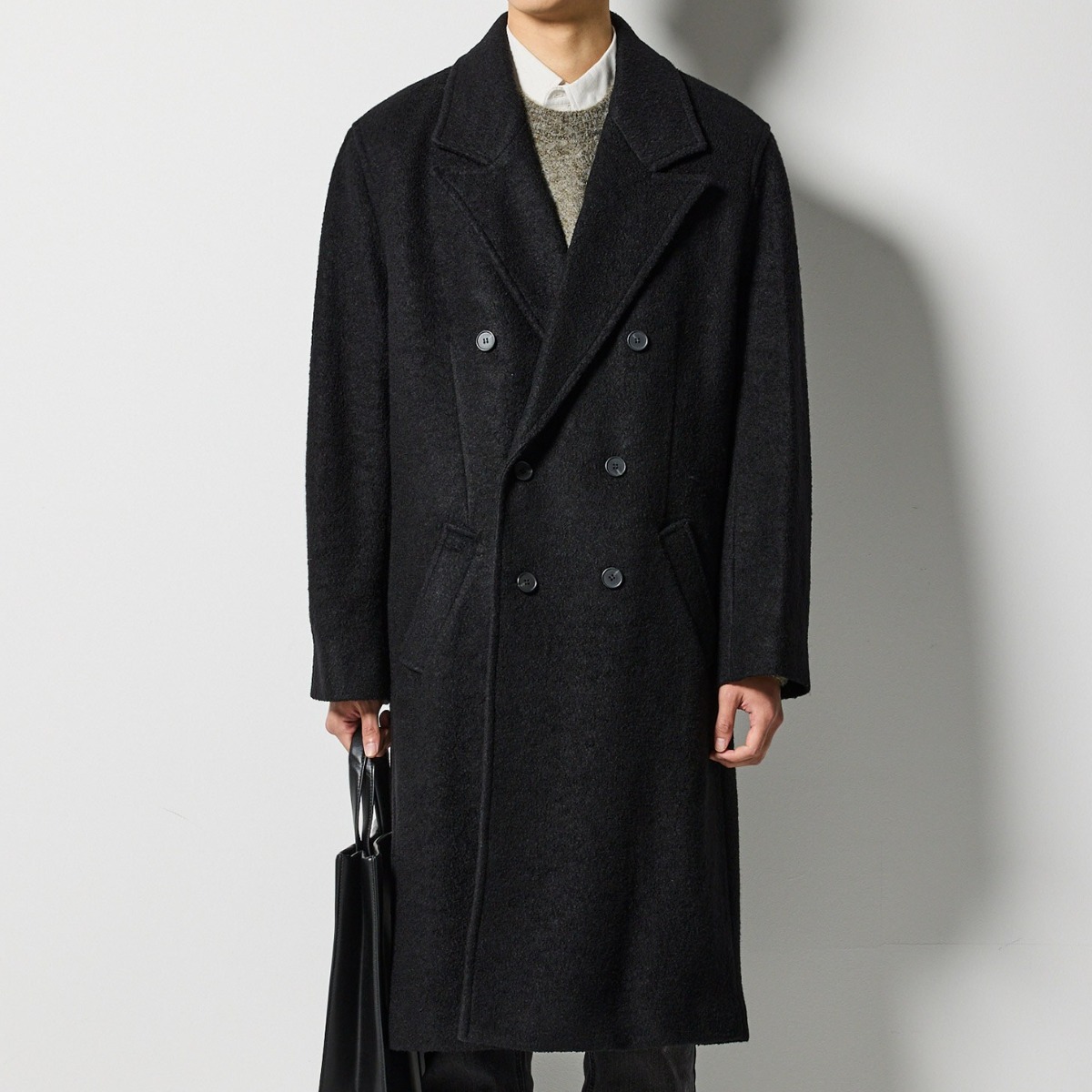 [STCO] 남성 더블 브레스티드 부클 WOOL 코트 오버핏 블랙 139,000원