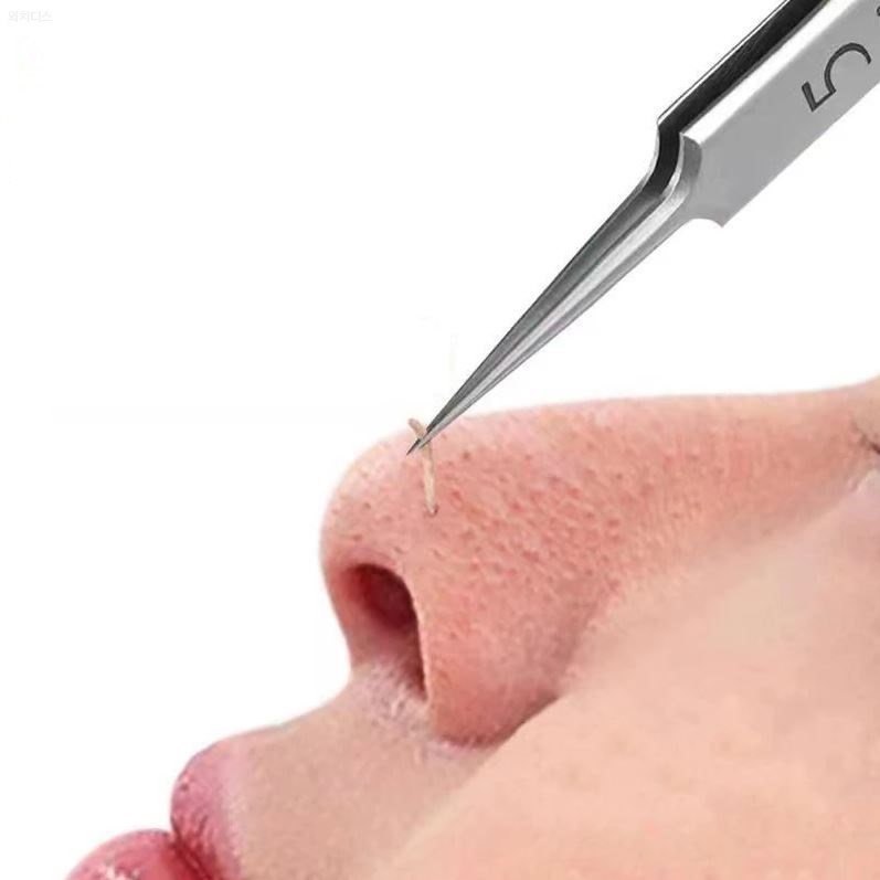 초미세 핀포인트 피지 핀셋 여드름 각질 블랙헤드 제거 압출 족집게 얼굴 피부 관리 용품 [와치댓], 1개 10,000원