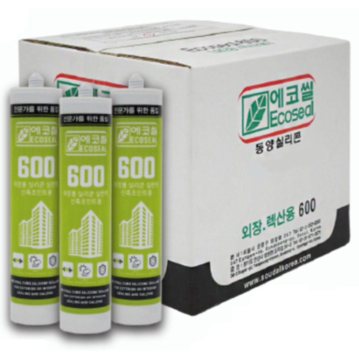 수달 동양실리콘 외장 외부용 렉산용 실리콘 백색 박스 25개입 외벽 판넬 에코씰600, 25개 70,000원