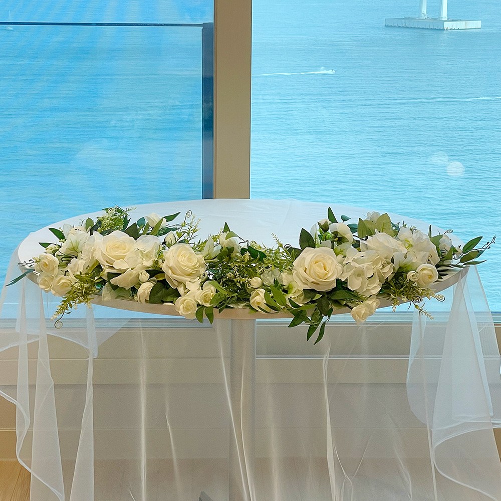 파티앤온 센터피스 파티 행사 테이블 조화 꽃장식, 퓨어화이트 32,000원