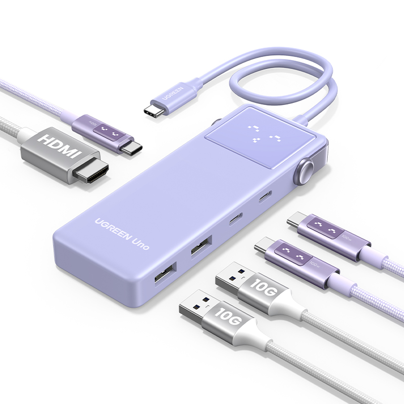 UGREEN 유그린 Uno 6 in 1 C타입 멀티 허브 10Gbps 데이터 전송 포트 4K@60Hz HDMI2.0 지원 스마트 이모티콘 상태 표시 35,900원