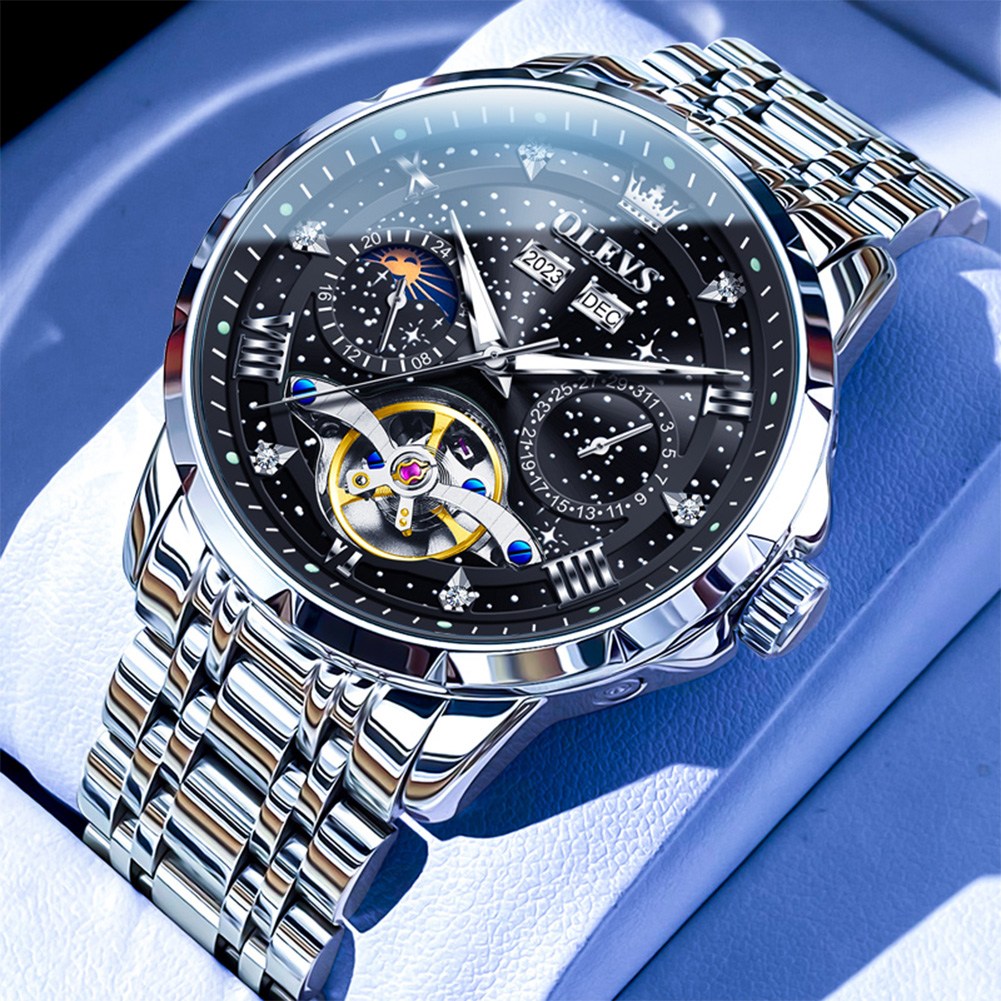 OLEVS 남성 시계 오토매틱 기계식 정품 럭셔리 다기능 명품 워터프루프 야광 패션 별이 큐빅 남자손목시계 133,500원