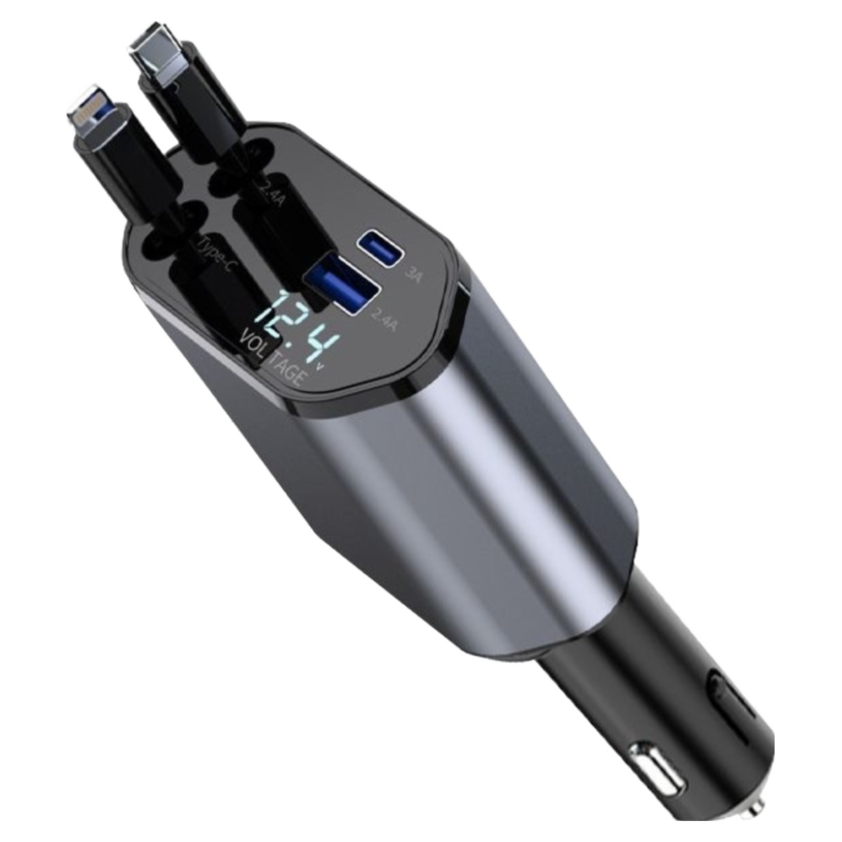 SUNRIVER 차량용 시거잭 고속 충전기 2세대  4in1 릴타입 type C + 8핀 애플 8,800원