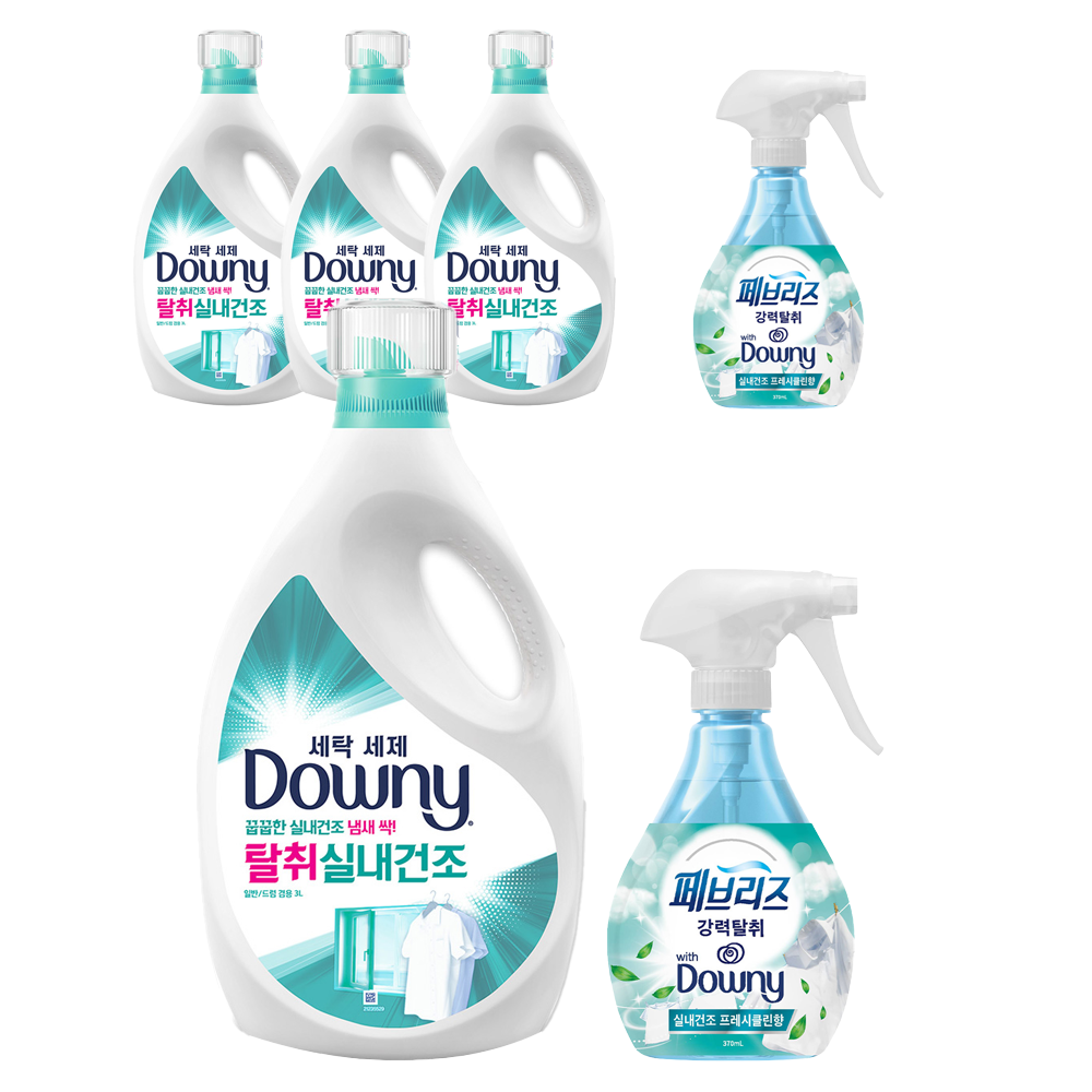 다우니 세탁 세제 실내건조 본품 3L 4p + 페브리즈 섬유탈취제 다우니 실내건조 프레시클린향 본품 370ml 2p 93,580원