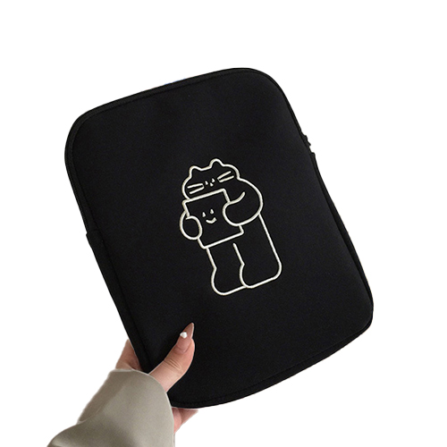 라인 드로잉 동물 캐릭터 파스텔 아이패드 맥북 노트북 파우치, 블랙, 1개 16,000원