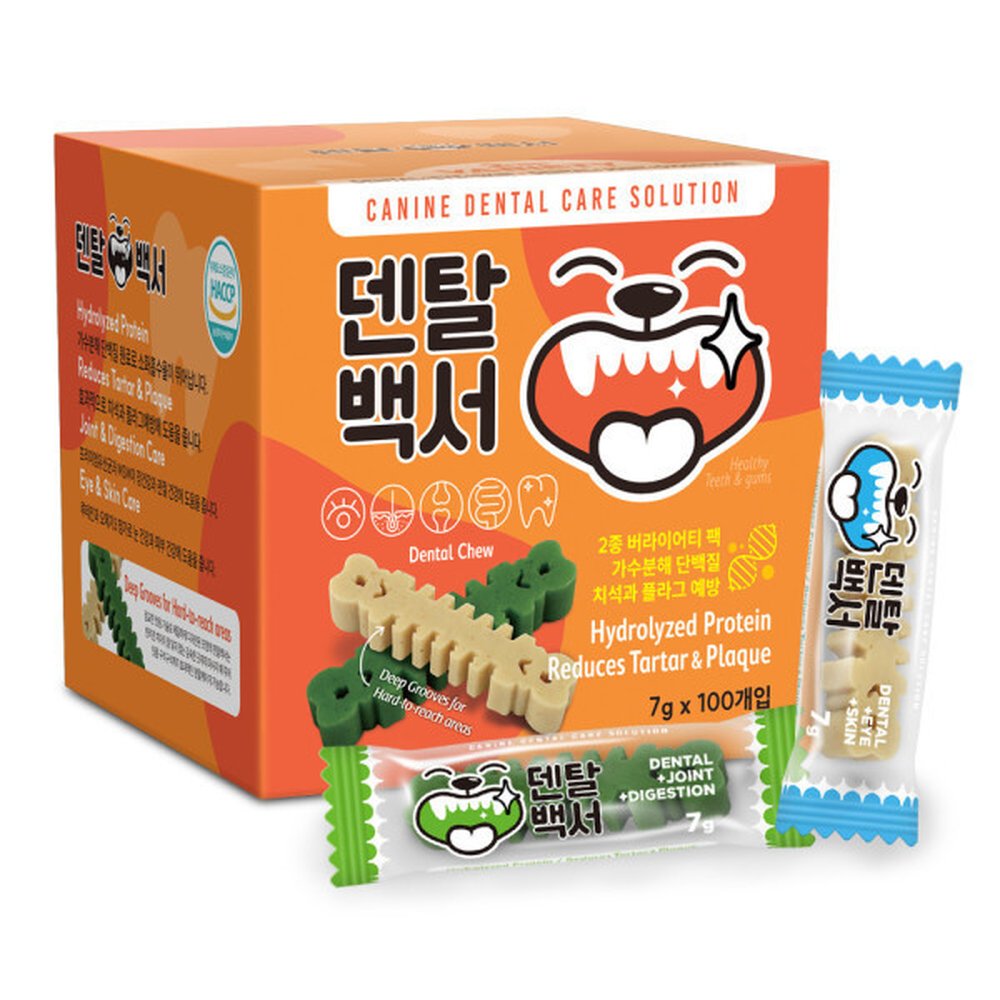 덴탈백서 버라이어티팩(오렌지) S 100p (2종혼합)가수분해 기능성 덴탈껌 38,240원