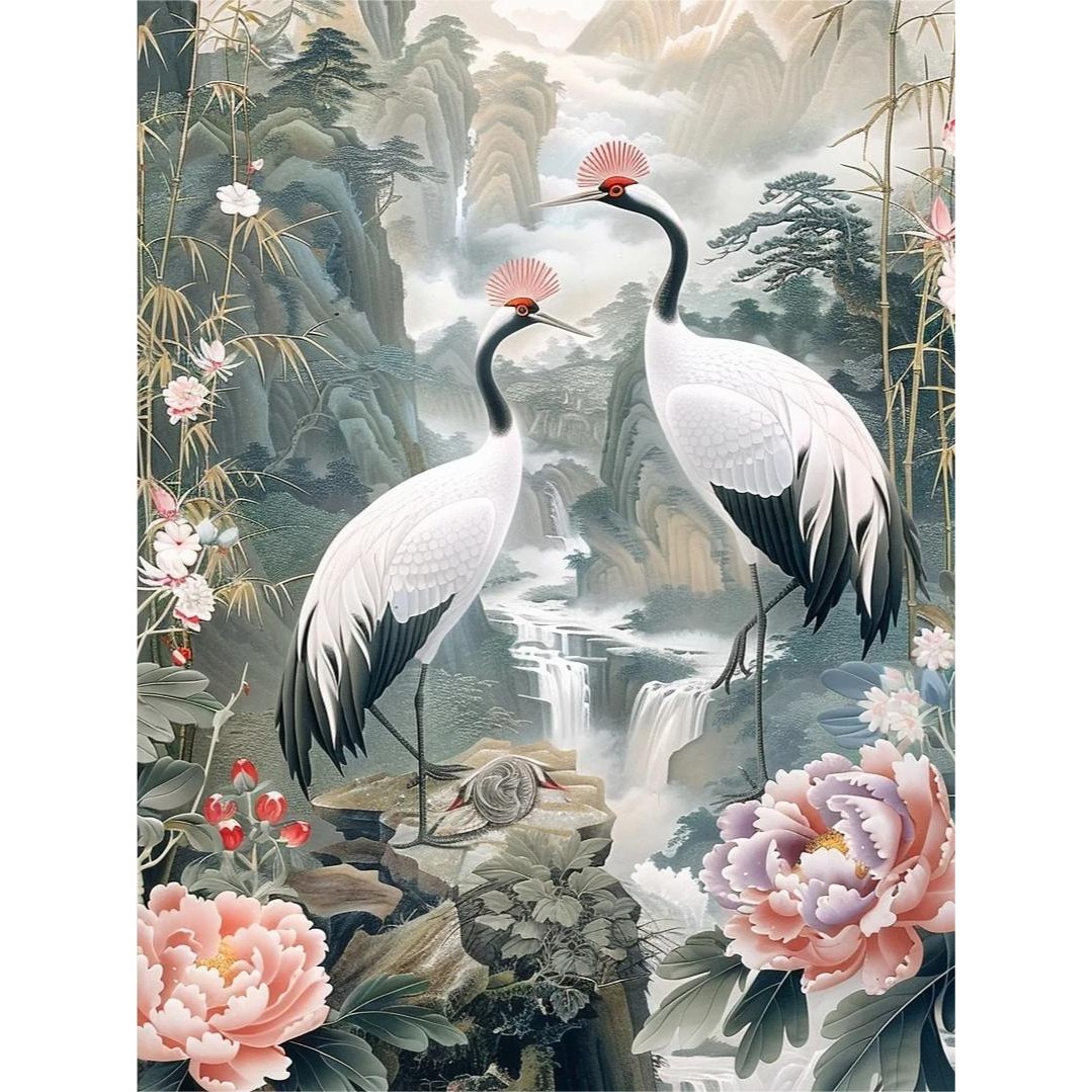 두루미 부귀장수도 물감 붓 DIY키트 모란꽃 대나무 폭포수 선학 동양화 유화그리기 재물복 건강 명화그리기 풍수지리 홈 인테리어 개업 선물 25,990원