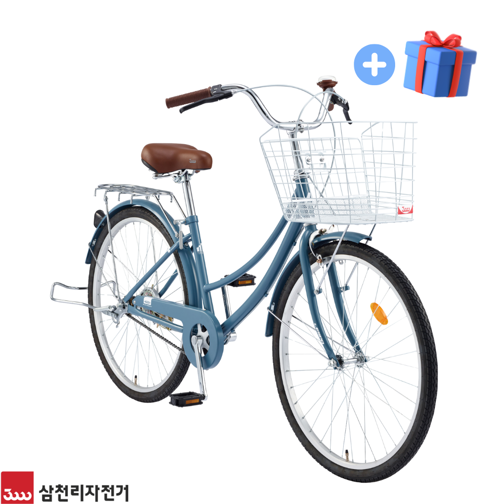 삼천리 2026년식 26 선데이 여성용 클래식 시티형 바구니 자전거 1단, 슬레이트 블루(무광), 1개 256,000원