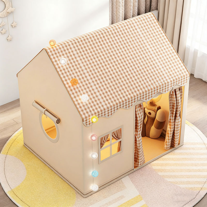 SeekFun 실내 텐트 홈캠핑 귀여운 격자 무늬 놀이집 편리한 세탁  핑크,베이지 38,900원