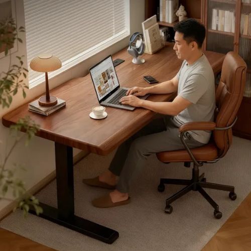 케어픽 업무용 안정형 모션데스크 컴퓨터 책상 사무용 사무실 높이조절 스탠딩 원목 높낮이조절, 듀얼모터, 기본형 464,000원