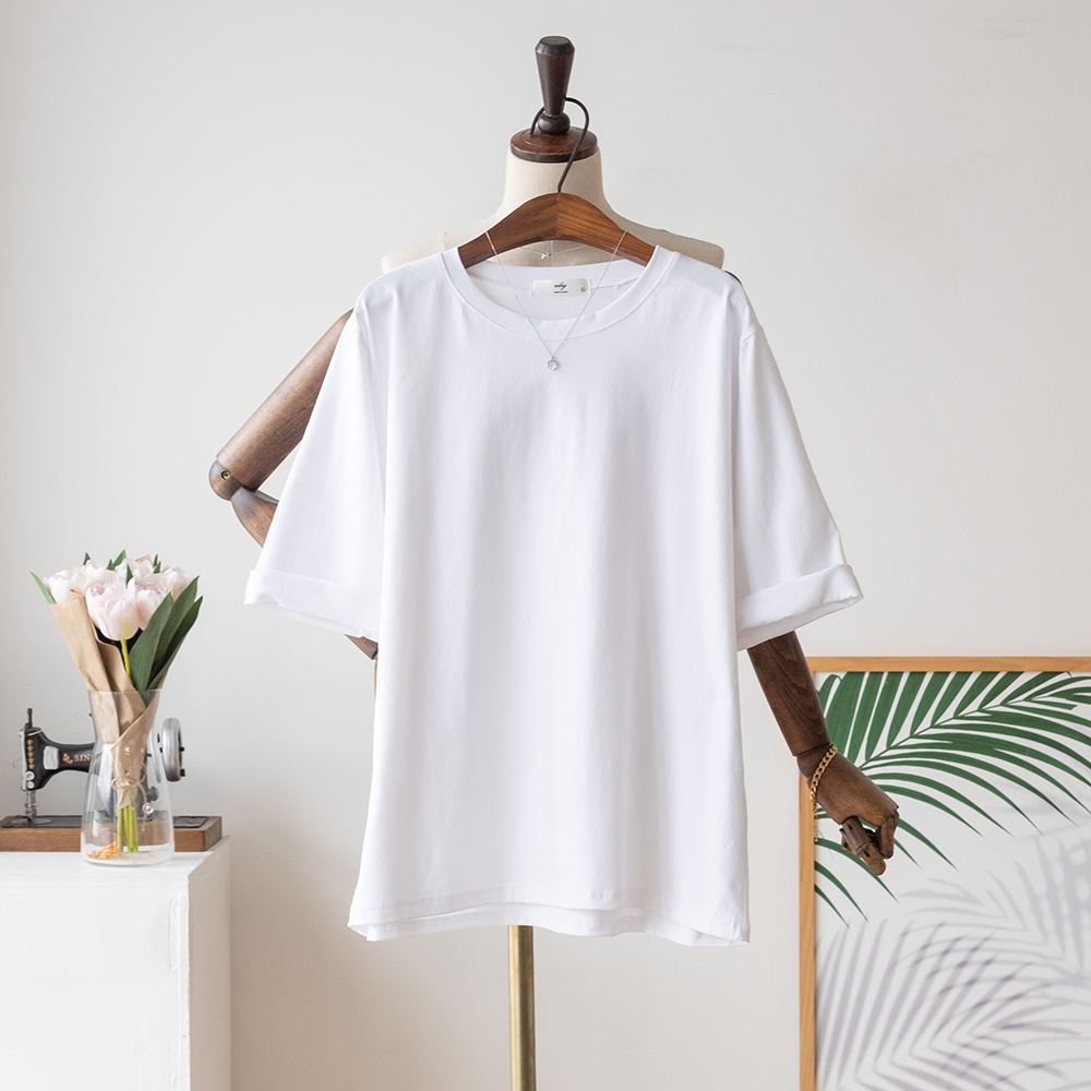 코코세븐 여성 빅사이즈 면스판 강연 7부 간절기 기본 무지 라운드 티셔츠 14,900원