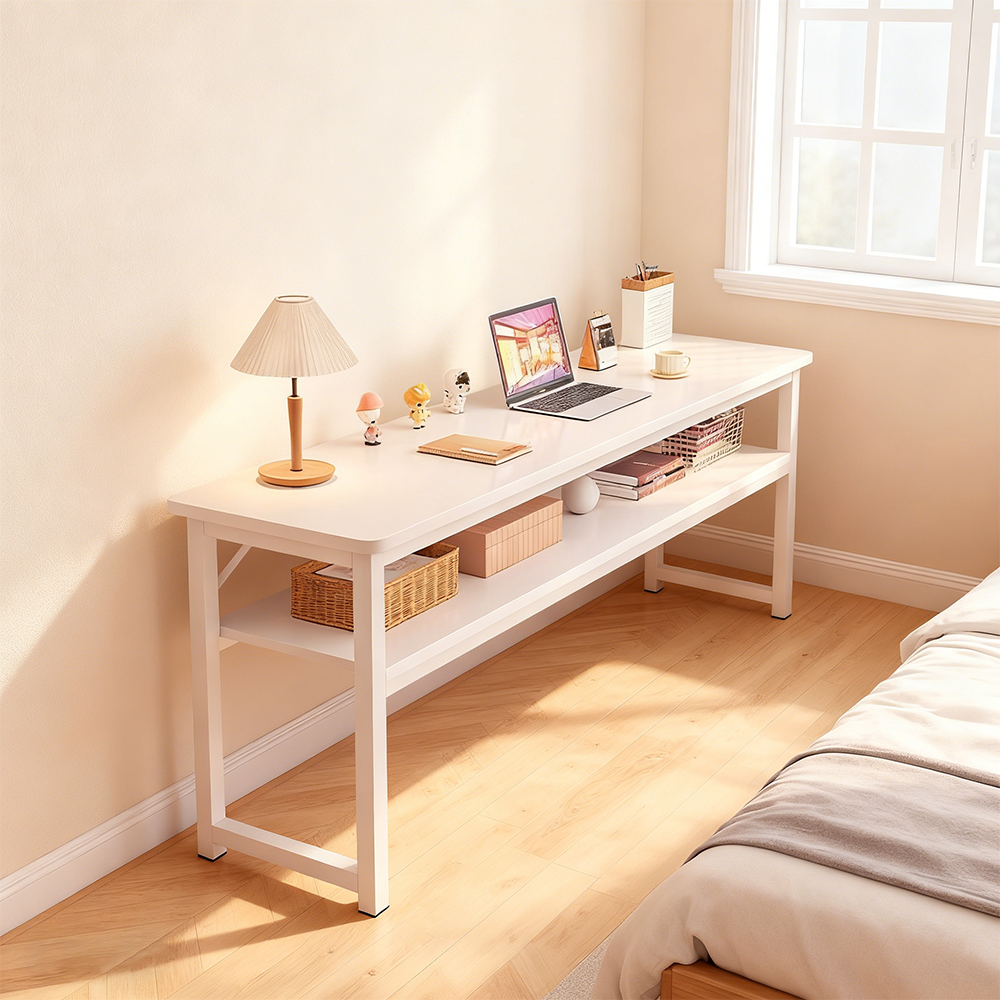 Bornoon 업그레이드 멀티 데스크 컴퓨터 책상 하단 선반 사무용 테이블 800/1000/1200, 화이트 57,800원