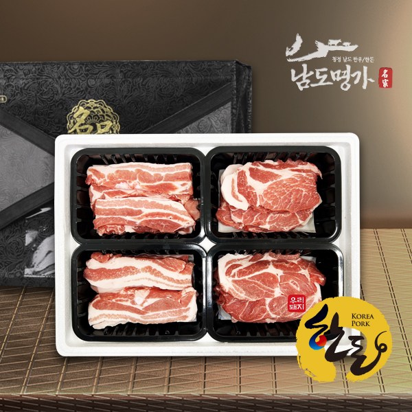 [남도명가] 한돈 선물세트3호 삼겹살500g2팩+생목살500g2팩 (2Kg/1등급/구이용/냉장) 77,900원