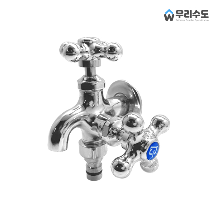 우리수도 두갈래 카프링 세탁꼭지 가로꼭지 세탁기 수도꼭지, 1개 11,500원