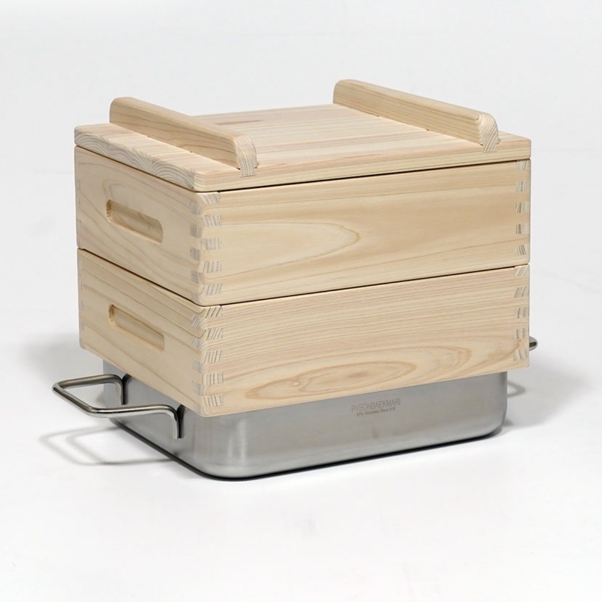 편백마리 편백 찜기 2단 통5중 스텐 사각팬 세트 세이로무시 찜솥 만두 떡 어묵탕 집들이 선물 설선물 전골냄비, 1개 195,000원