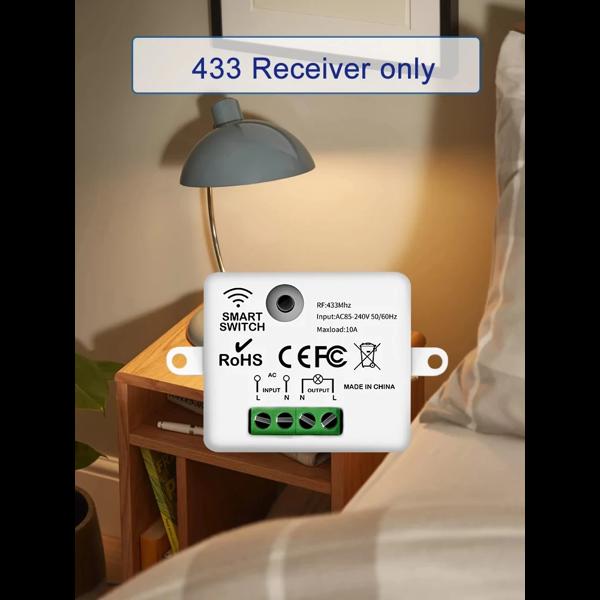 RF 433MHz 무선 리모컨 조명 스위치 220V 110V 10A 릴레이 수신기 미니 원형 버튼 벽면 패널 스위치 LED 램프용 10,620원