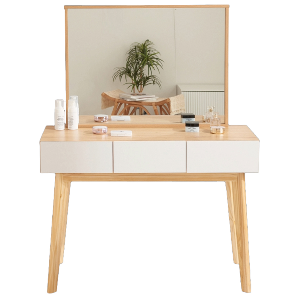 풀하우스 웨딩데이 콘솔 정리함 원목 수납 서랍 화장대 거울세트, 화이트 84,900원