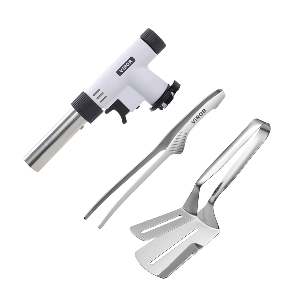 비로르 액화방지 요리용 가스 토치+스텐 요리 핀셋+스텐 더블 뒤집개, 1세트, 단일색상, 토치+요리 핀셋+더블 뒤집개 16,900원