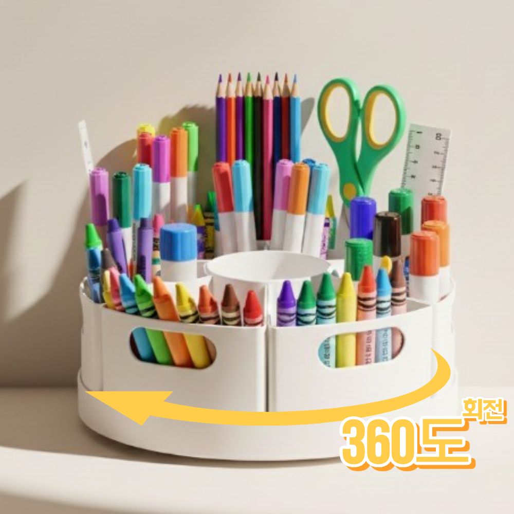 마이제이컴퍼니 대용량 연필꽂이 회전 정리함, 1개, 화이트 19,800원