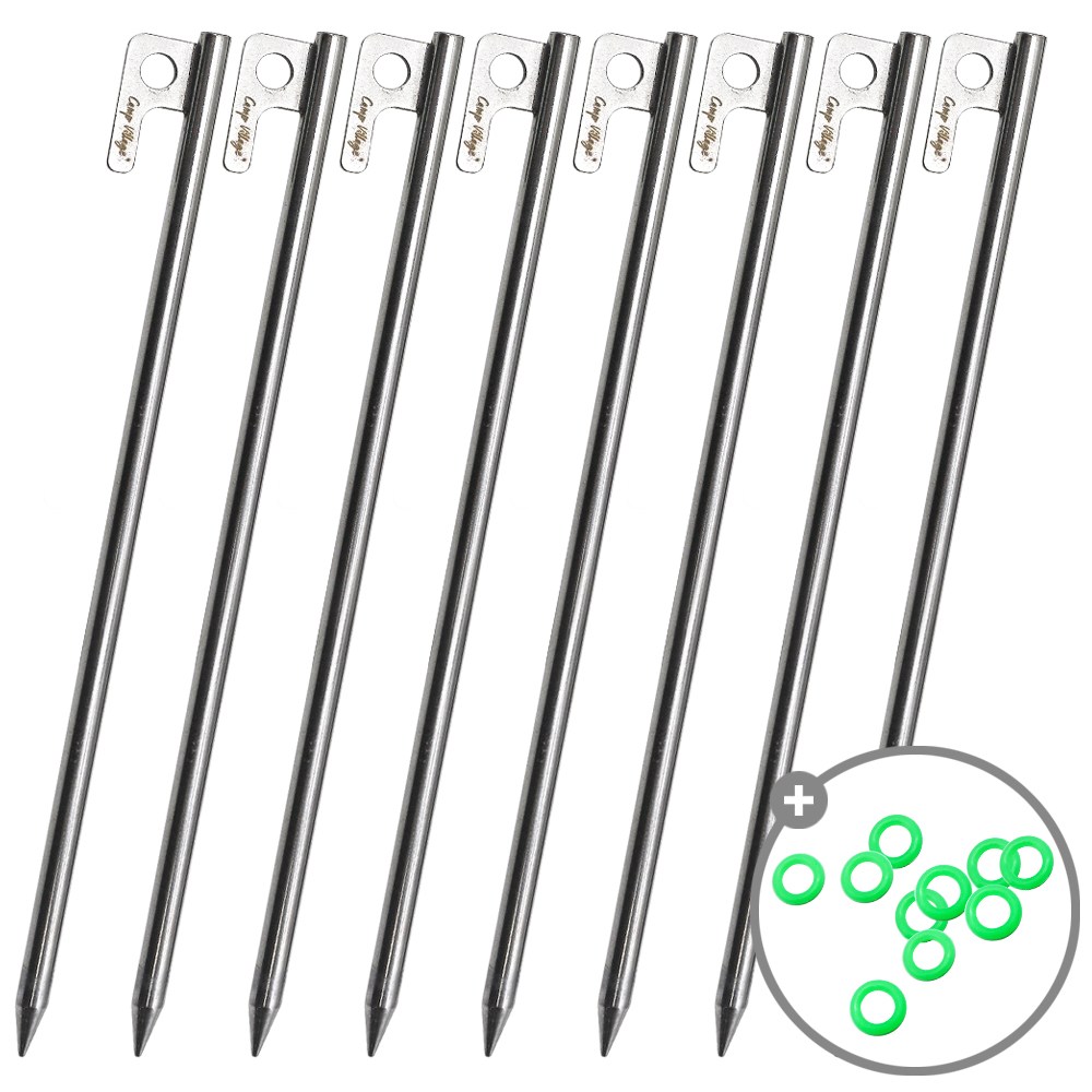 캠프빌리지 캠핑용 고강도 단조팩 텐트팩 쇠말뚝 + 야광링, 8개 7,900원