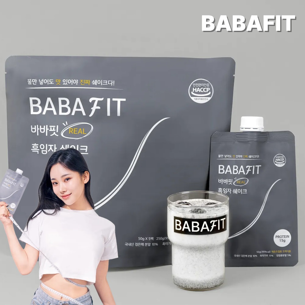 바바핏 단백질 쉐이크 파우치 한끼 식사대용 다이어트 파우더 흑임자맛 50gx5개입, 50g 25,400원