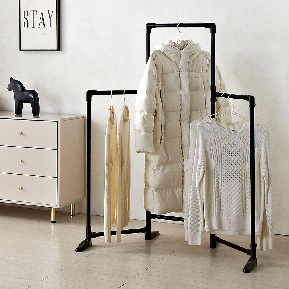 업그레이드 국내생산 공간활용 틈새 스탠드형 이음이 3단 접이식 행거, 블랙 39,800원