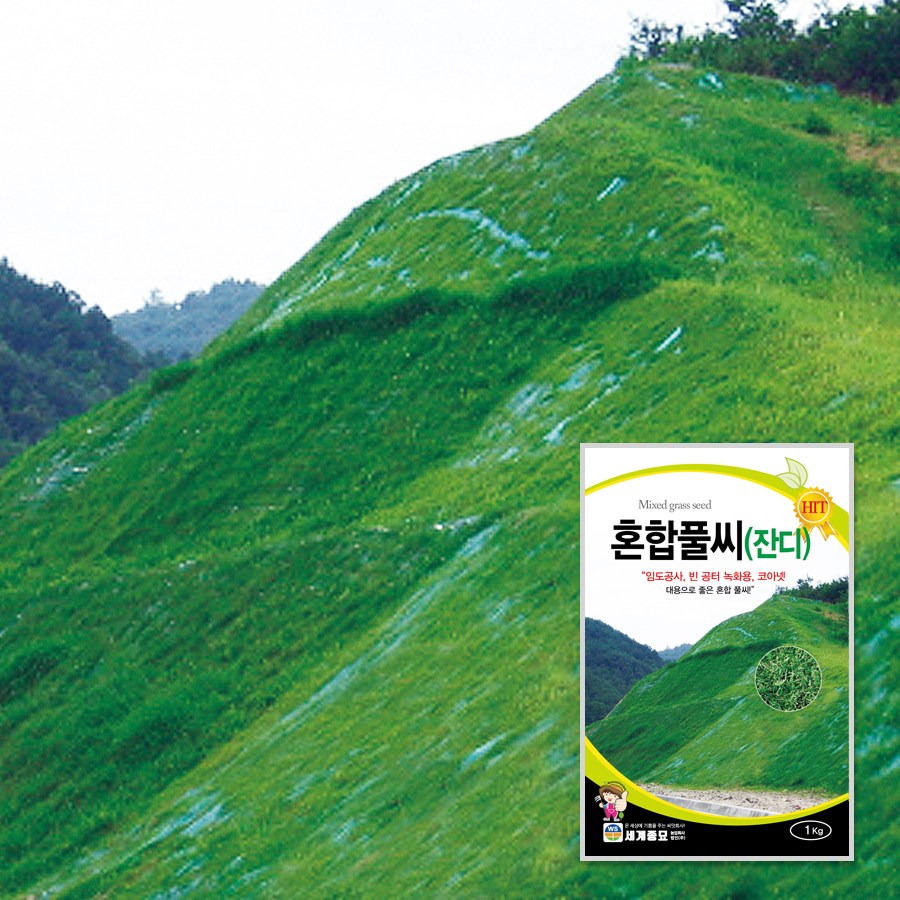 혼합풀씨 씨앗 20kg / 서양잔디 골프장 정원용 절토 성토비탈면 법면 녹지화 풀씨, 1개 220,000원